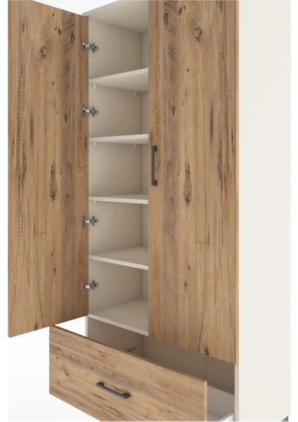 Hyperion Dolap 5 Raflı Tek Çekmeceli 2 Kapaklı 88X44X195 Aytaşı-Çam indirimleri