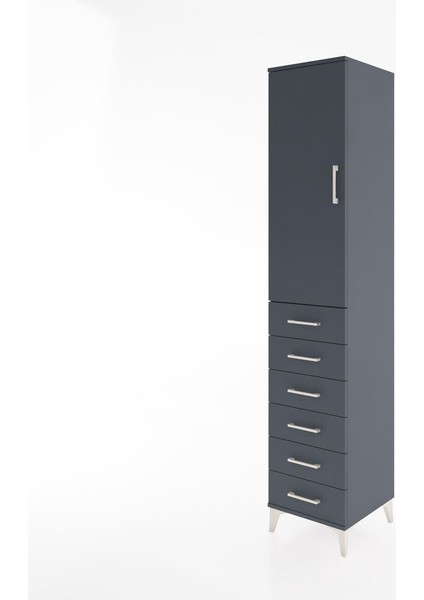 Hyperion Dolap 3 Raflı 6 Çekmeceli Tek Kapaklı 44X44X221 Antrasit-Antrasit modelleri