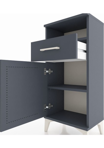 Arges Komodin 2 Raflı Tek Çekmeceli Tek Kapaklı 44X30X96 Antrasit-Antrasit indirimleri