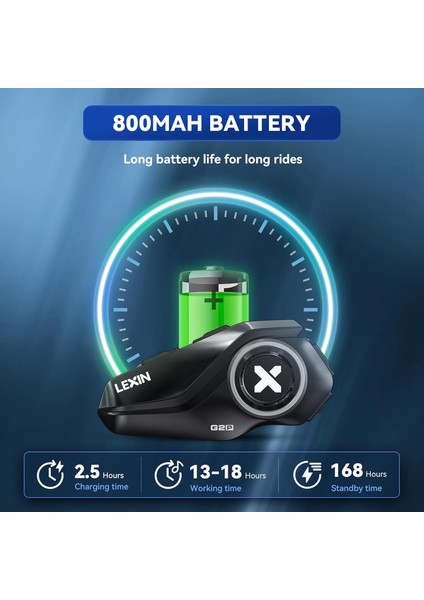 Lexın G2P Bluetooth Motosiklet Intercom | 1000 M Menzil – 6 Kişilik Grup Bağlantısı – Fm Radyo – Gürültü Engelleme – IP67 Suya Dayanıklı – Çift Paket fırsatları