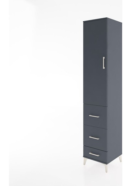 Hyperion Dolap 3 Raflı 3 Çekmeceli Tek Kapaklı 44X44X221 Antrasit-Antrasit modelleri