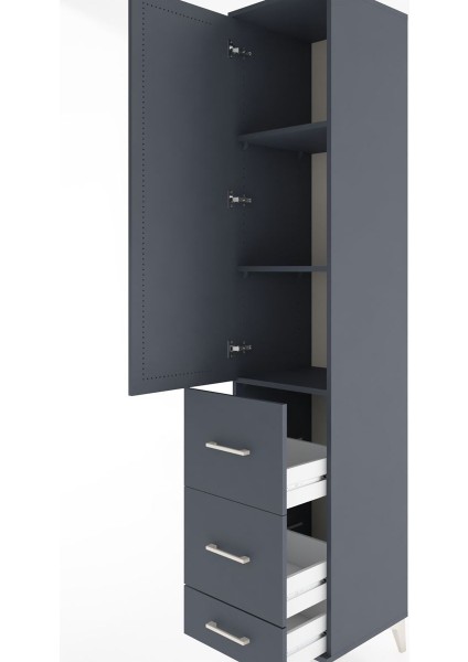 Hyperion Dolap 3 Raflı 3 Çekmeceli Tek Kapaklı 44X44X221 Antrasit-Antrasit indirimleri