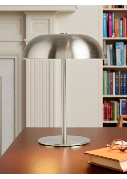 USB Şarjlı Dokunmatik Gümüş Mantar Şekilli LED Masa Lambası