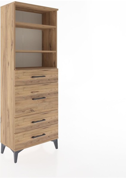 Arges Dolap 3 Raflı 4 Çekmeceli 60X30X163 Çam-Çam fiyatları