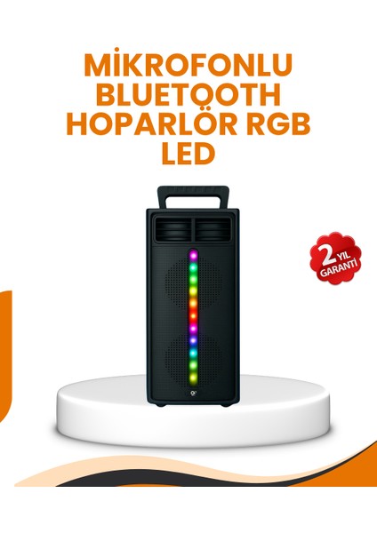 Bluetooth Işıklı Hoparlör – 2X5W Güç | USB + Tf Kart + Fm Radyo | Siyah Renk (Kopya)