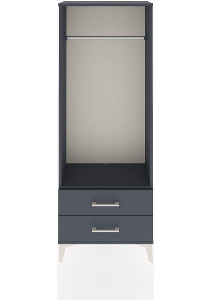 Arges Dolap Tek Raflı 2 Çekmeceli Tek Askılı 60X30X163 Antrasit-Antrasit