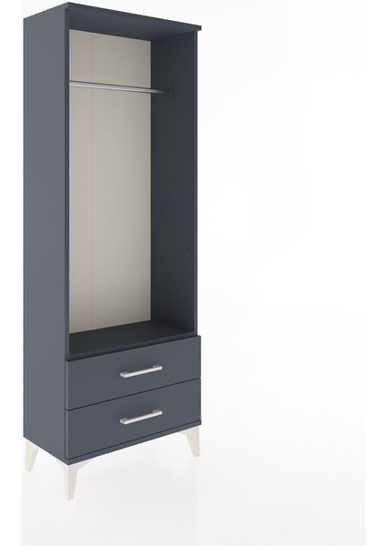 Arges Dolap Tek Raflı 2 Çekmeceli Tek Askılı 60X30X163 Antrasit-Antrasit fiyatları