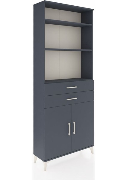 Arges Dolap 4 Raflı 2 Çekmeceli 2 Kapaklı 88X30X221 Antrasit-Antrasit fiyatları