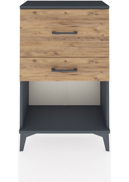 Arges Komodin 2 Çekmeceli 60X30X96 Antrasit-Çam