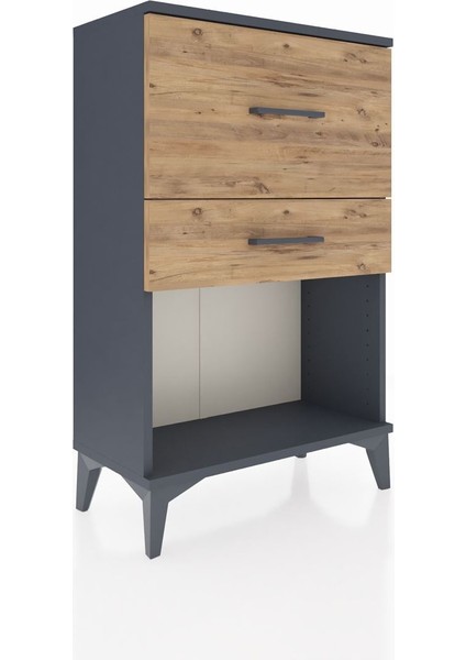 Arges Komodin 2 Çekmeceli 60X30X96 Antrasit-Çam fiyatları