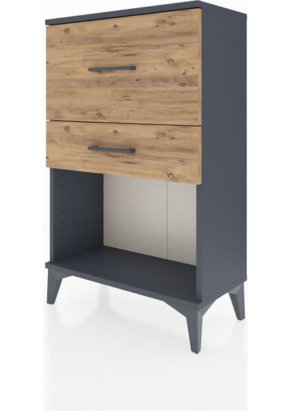 Arges Komodin 2 Çekmeceli 60X30X96 Antrasit-Çam modelleri