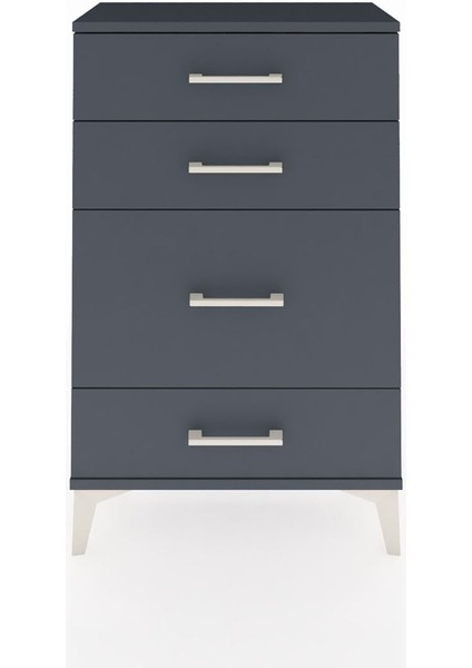 Arges Komodin 4 Çekmeceli 60X30X96 Antrasit-Antrasit