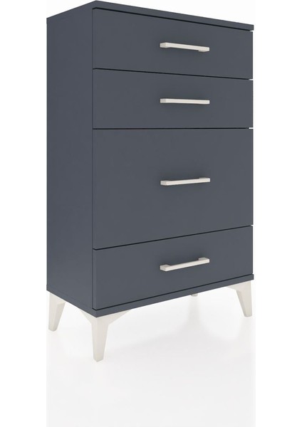 Arges Komodin 4 Çekmeceli 60X30X96 Antrasit-Antrasit fiyatları