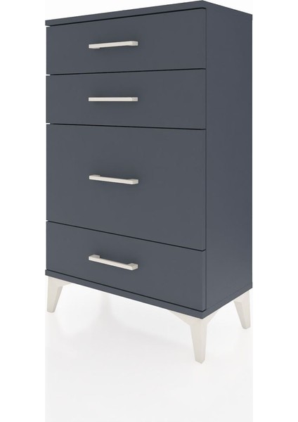 Arges Komodin 4 Çekmeceli 60X30X96 Antrasit-Antrasit modelleri