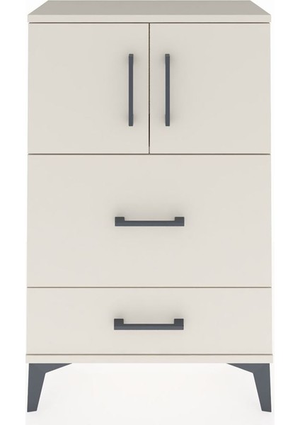 Arges Komodin Tek Raflı 2 Çekmeceli 2 Kapaklı 60X30X96 Aytaşı-Aytaşı