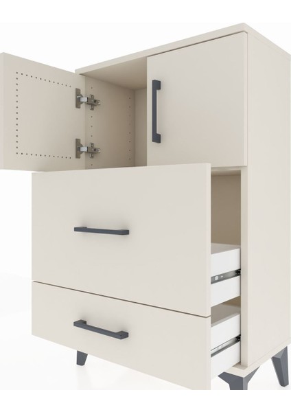 Arges Komodin Tek Raflı 2 Çekmeceli 2 Kapaklı 60X30X96 Aytaşı-Aytaşı indirimleri