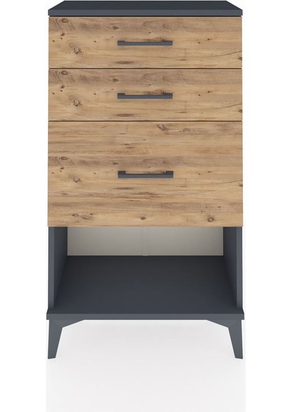 Arges Komodin 3 Çekmeceli 60X30X106 Antrasit-Çam