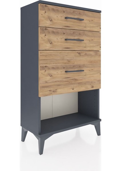 Arges Komodin 3 Çekmeceli 60X30X106 Antrasit-Çam fırsatları