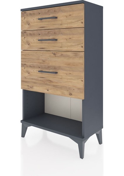 Arges Komodin 3 Çekmeceli 60X30X106 Antrasit-Çam indirimleri