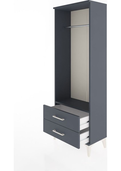Arges Dolap Tek Raflı 2 Çekmeceli Tek Askılı 60X30X163 Antrasit-Antrasit fırsatları