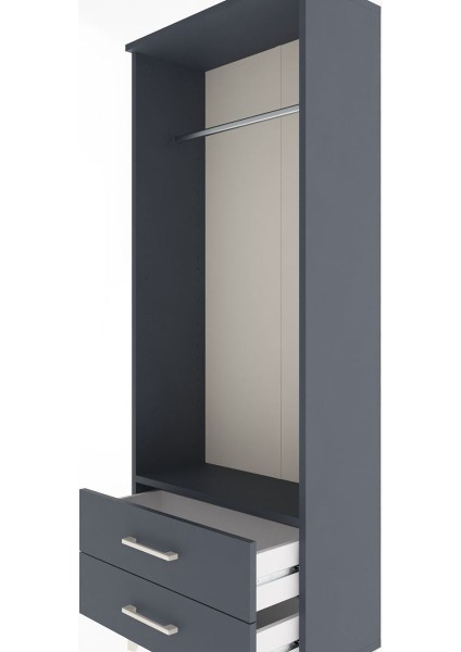 Arges Dolap Tek Raflı 2 Çekmeceli Tek Askılı 60X30X163 Antrasit-Antrasit indirimleri