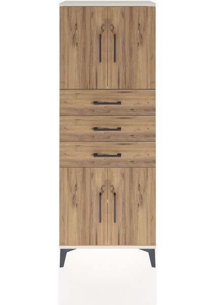 Arges Dolap 3 Raflı 3 Çekmeceli 4 Kapaklı 60X30X163 Aytaşı-Çam