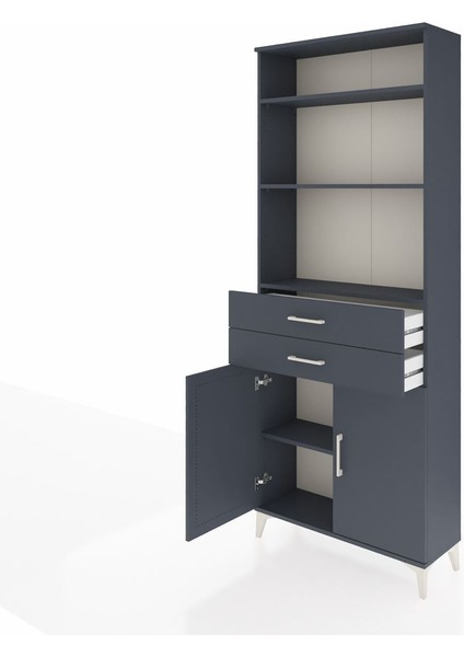 Arges Dolap 4 Raflı 2 Çekmeceli 2 Kapaklı 88X30X221 Antrasit-Antrasit fırsatları