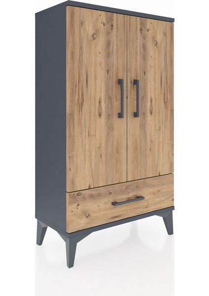 Arges Komodin 3 Raflı Tek Çekmeceli 2 Kapaklı 60X30X106 Antrasit-Çam fırsatları