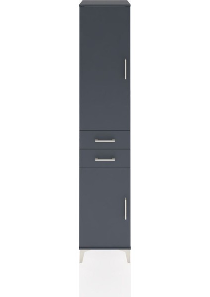 Hyperion Dolap 4 Raflı 2 Çekmeceli 2 Kapaklı 44X44X221 Antrasit-Antrasit