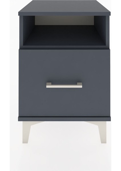 Hyperion Komodin Tek Raflı Tek Çekmeceli 44X44X64 Antrasit-Antrasit
