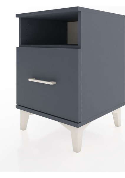 Hyperion Komodin Tek Raflı Tek Çekmeceli 44X44X64 Antrasit-Antrasit modelleri