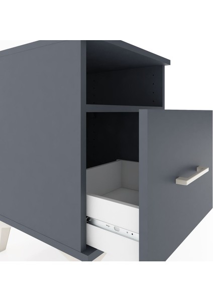 Hyperion Komodin Tek Raflı Tek Çekmeceli 44X44X64 Antrasit-Antrasit indirimleri
