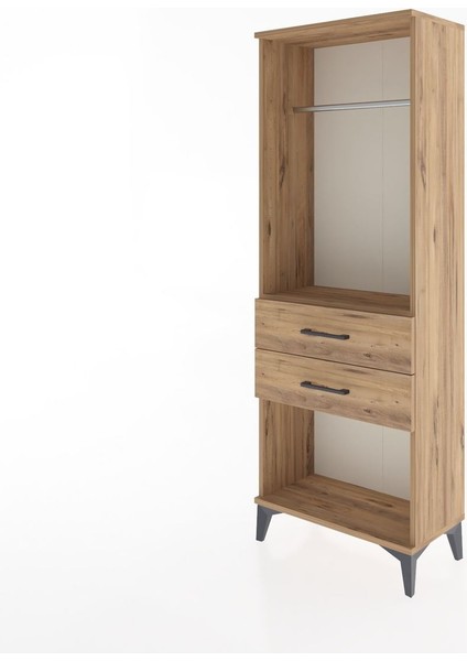 Arges Dolap Tek Raflı 2 Çekmeceli Tek Askılı 60X30X163 Çam-Çam modelleri
