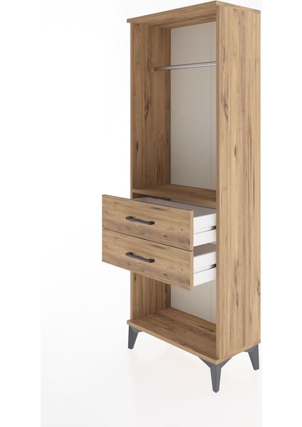 Arges Dolap Tek Raflı 2 Çekmeceli Tek Askılı 60X30X163 Çam-Çam fırsatları