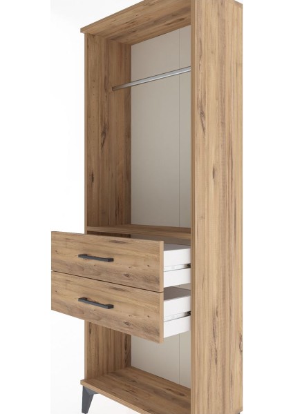 Arges Dolap Tek Raflı 2 Çekmeceli Tek Askılı 60X30X163 Çam-Çam indirimleri