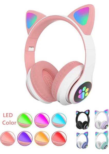 Ally 23M Kedi Kulak Kulaküstü Bluetooth 5.0 Kablosuz Kulaklık LED IŞIKLI-(1903 - MKR022366-17 indirimleri