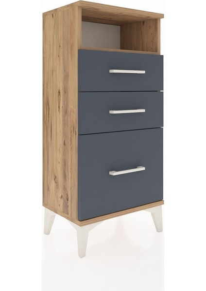 Arges Komodin Tek Raflı 3 Çekmeceli 44X30X96 Çam-Antrasit fiyatları