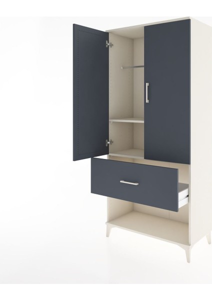 Hyperion Dolap 2 Raflı Tek Çekmeceli Tek Askılı 88X44X195 Aytaşı-Antrasit fırsatları