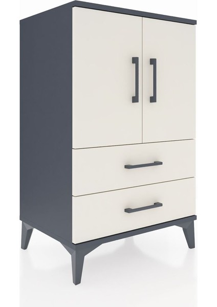 Hyperion Komodin 2 Raflı 2 Çekmeceli 2 Kapaklı 60X44X96 Antrasit-Aytaşı fiyatları