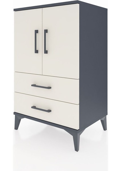 Hyperion Komodin 2 Raflı 2 Çekmeceli 2 Kapaklı 60X44X96 Antrasit-Aytaşı modelleri