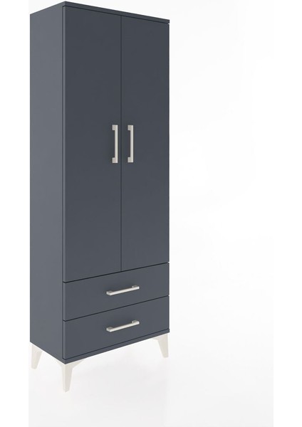 Arges Dolap 2 Raflı 2 Çekmeceli Tek Askılı 60X30X163 Antrasit-Antrasit fiyatları