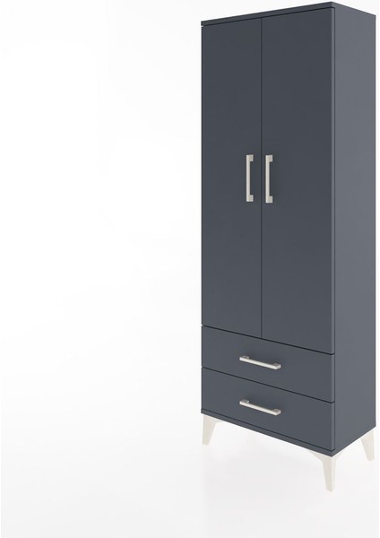 Arges Dolap 2 Raflı 2 Çekmeceli Tek Askılı 60X30X163 Antrasit-Antrasit modelleri