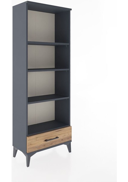 Arges Dolap 4 Raflı Tek Çekmeceli 60X30X163 Antrasit-Çam fiyatları