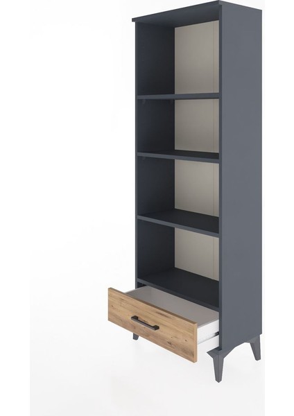 Arges Dolap 4 Raflı Tek Çekmeceli 60X30X163 Antrasit-Çam fırsatları