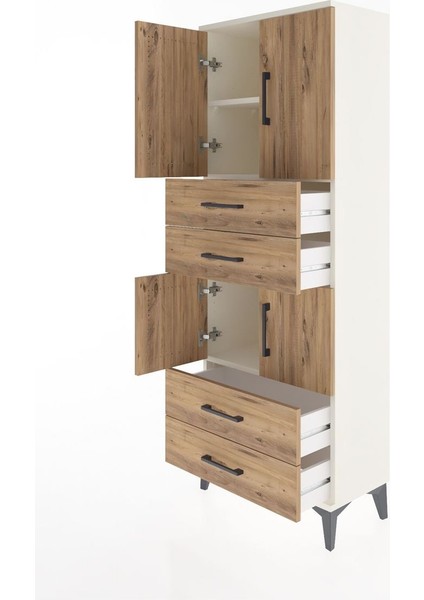 Arges Dolap 3 Raflı 4 Çekmeceli 4 Kapaklı 60X30X163 Aytaşı-Çam fırsatları