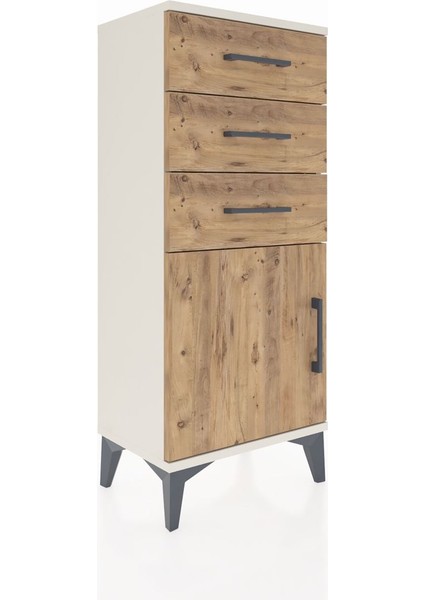 Arges Komodin Tek Raflı 3 Çekmeceli Tek Kapaklı 44X30X106 Aytaşı-Çam fiyatları