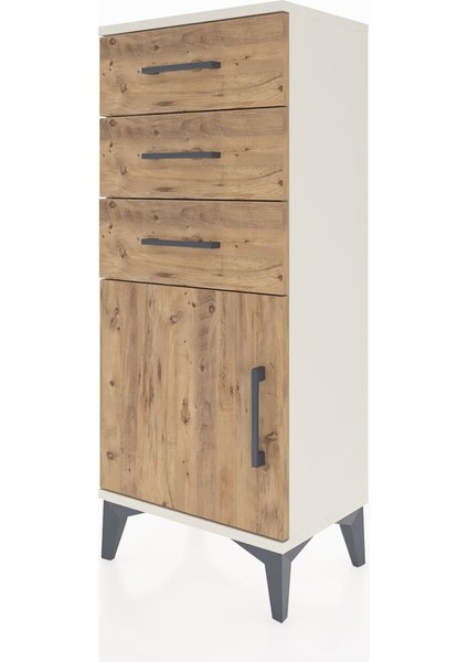 Arges Komodin Tek Raflı 3 Çekmeceli Tek Kapaklı 44X30X106 Aytaşı-Çam modelleri