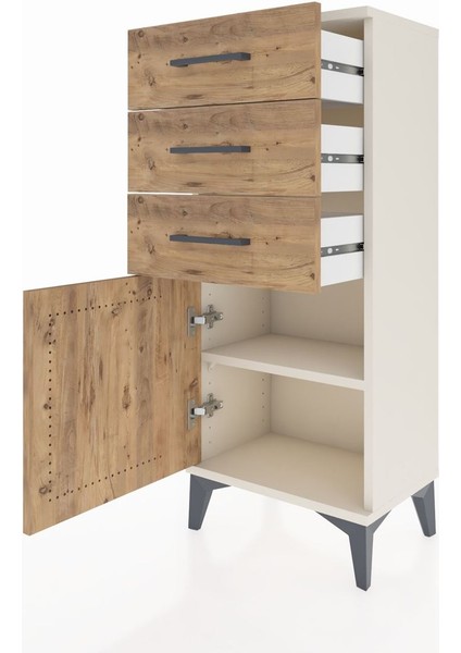 Arges Komodin Tek Raflı 3 Çekmeceli Tek Kapaklı 44X30X106 Aytaşı-Çam fırsatları
