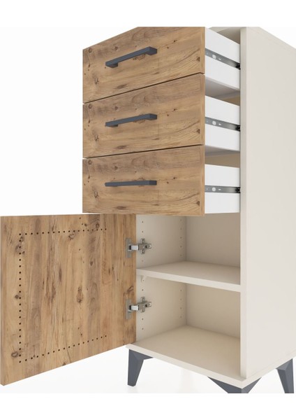 Arges Komodin Tek Raflı 3 Çekmeceli Tek Kapaklı 44X30X106 Aytaşı-Çam indirimleri