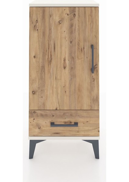 Arges Komodin 3 Raflı Tek Çekmeceli Tek Kapaklı 44X30X96 Aytaşı-Çam